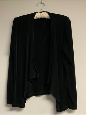 Women's Black Draped Open-Front Cardigan Sweater